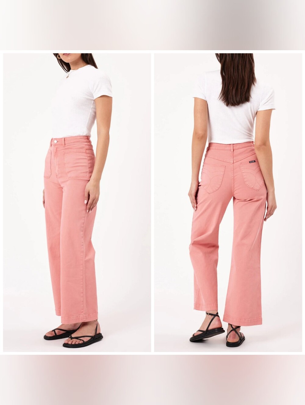 Rolla's High Rise Wide Leg Sailor Drill Jeans, Size 31, Peach, Dusty Pink, Ankle